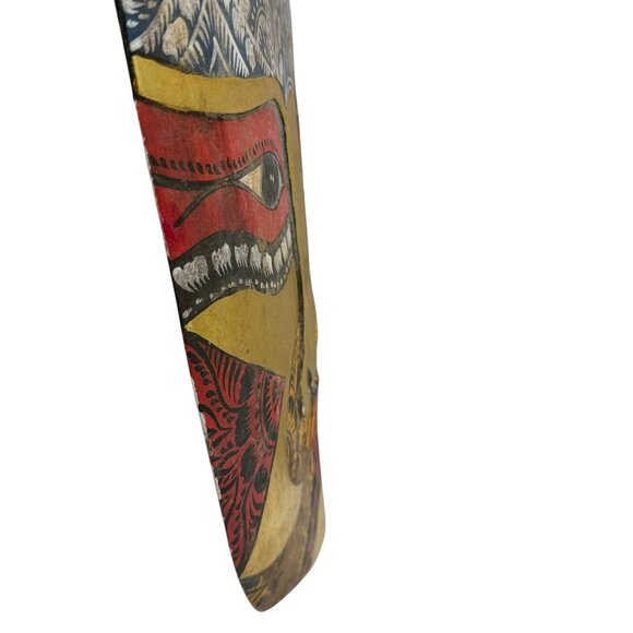 Wooden Tribal Mask Wall Decor Balinese Style Handpainted Artisan Crafted 11.5" - Picture 9 of 12